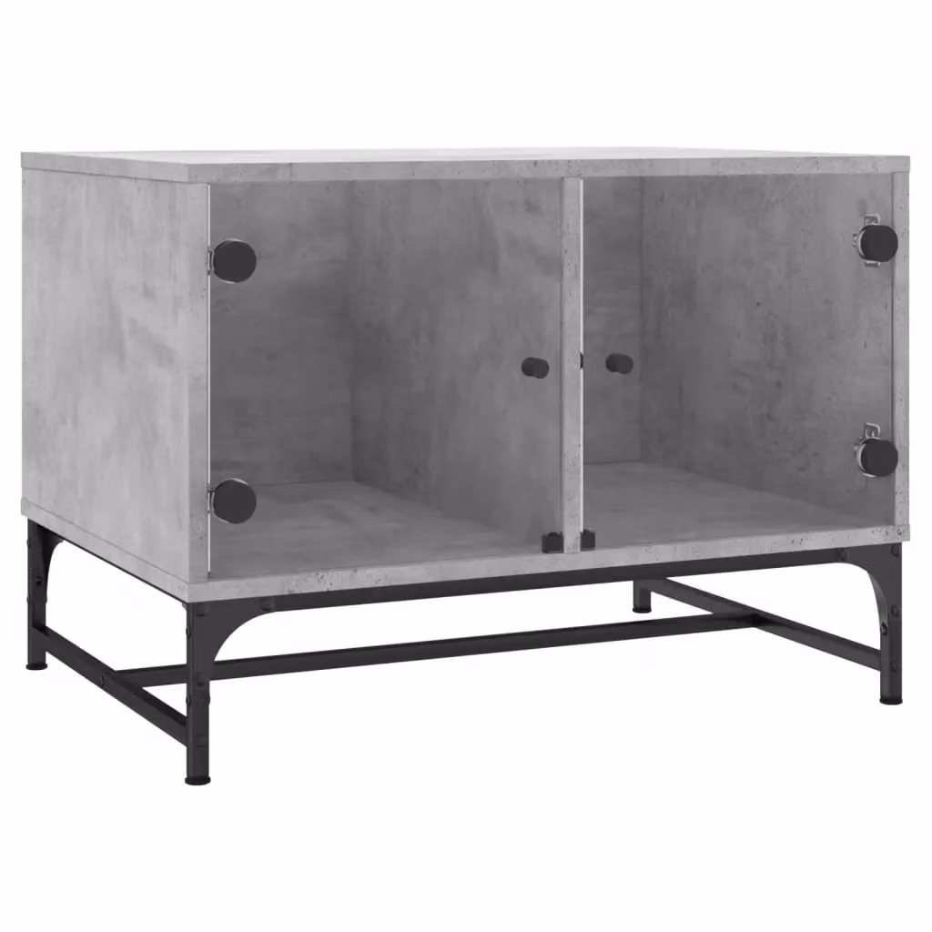 Berkfield Home Modern Rectangular Coffee Table with Glass Doors in Grey, W/D/H: 68.5 x 50 x 50 cm – 2