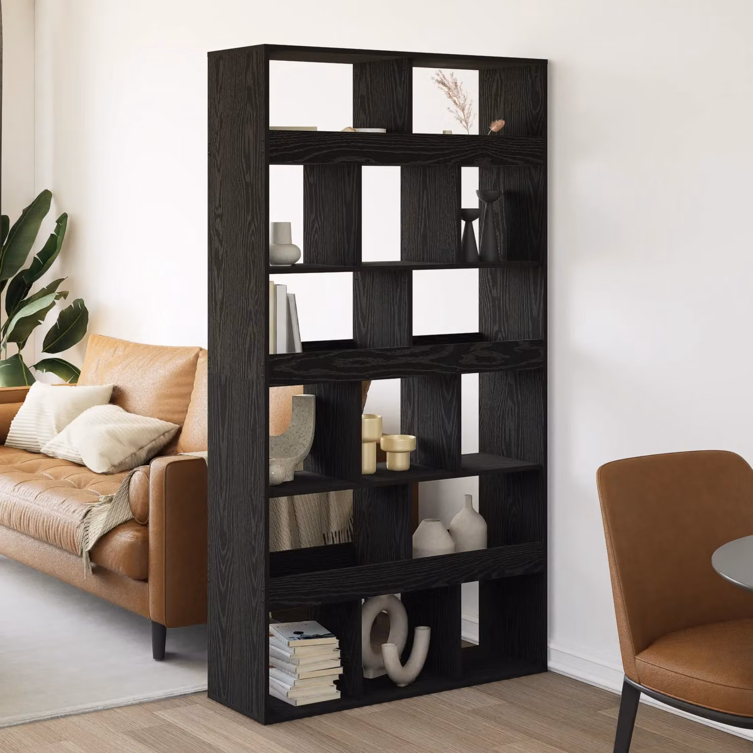 Berkfield Home Minimalist Plant Stand in Black Oak, W/D/H: 100 x 33 x 187.5 cm – 3