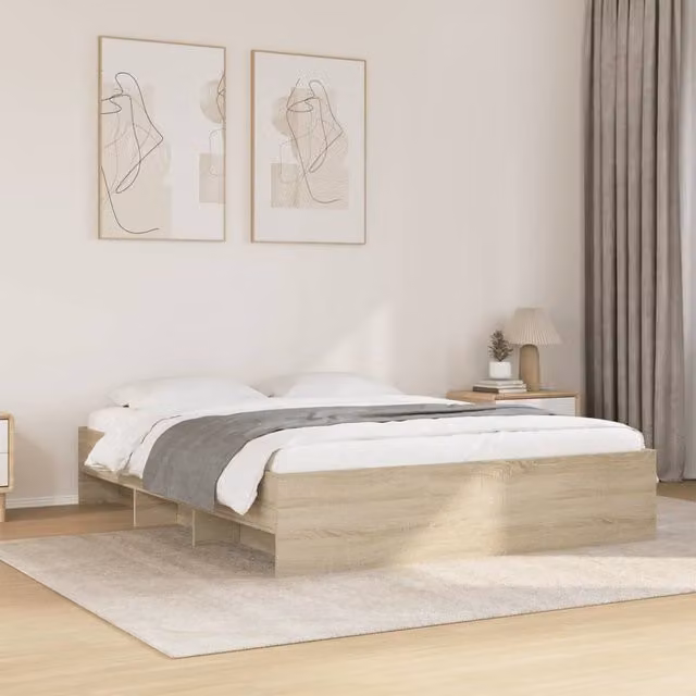Berkfield Home Sonoma Oak King Size Bed Frame in Brown, W: 150 cm, D: 200 cm – 1