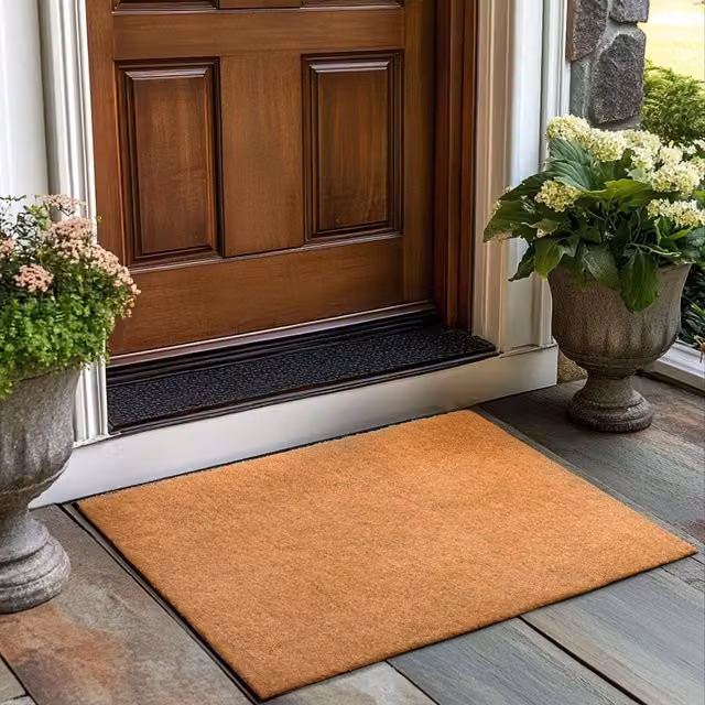 Nicoman Brown Plain Coir and PVC Non-Slip Rectangular Doormat, W/D: 44 x 75 cm