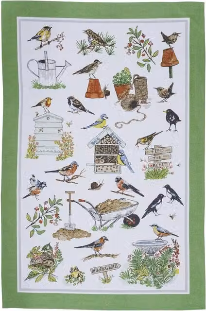 Ulster Weavers Garden Birds Cotton Tea Towel in Green and Multicolour – 1