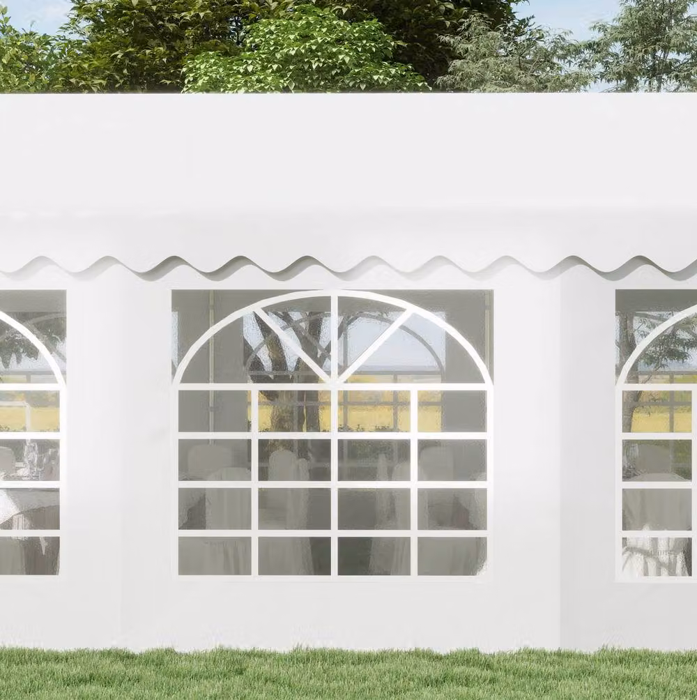 STILVORA White Garden Gazebo with Gable Roof and Removable Sides, W: 600 cm, D: 400 cm, H: 280 cm – 6