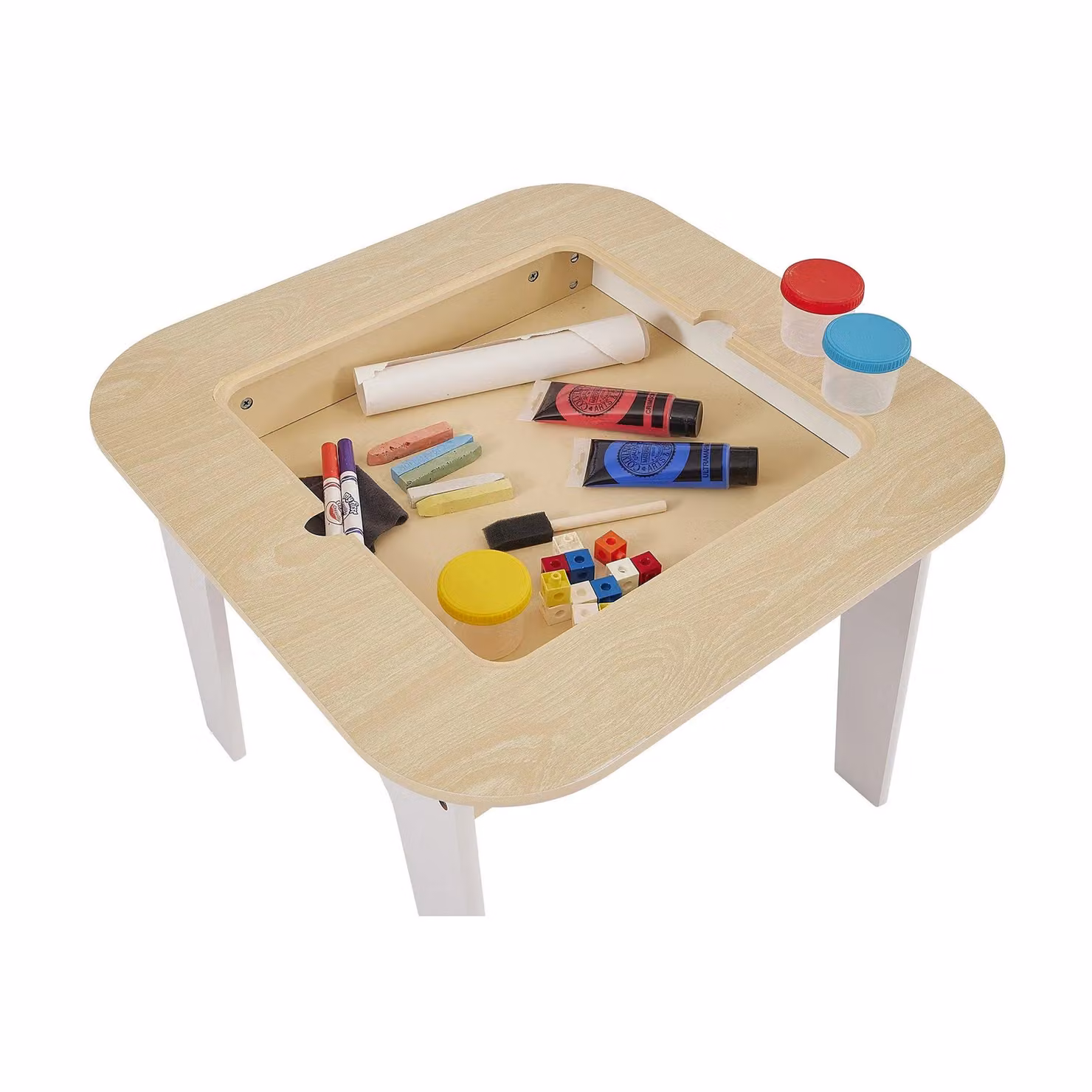 Liberty House Toys 3 in 1 Storage Table and Chair Set in Beige and White – 3