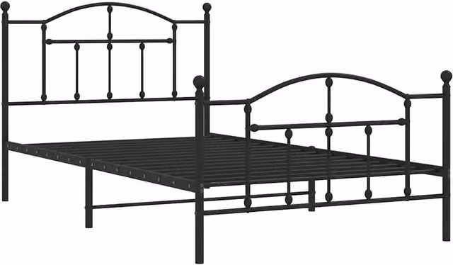 Berkfield Home Metal Bed Frame with Headboard and Footboard in Black, W/D/H: 100 x 200 cm – 1
