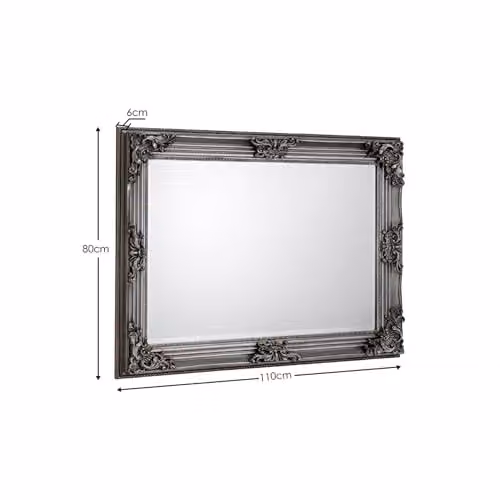 Julian Bowen Rococo Antique Silver Wall Mirror, W: 80 cm, H: 90 cm – 4