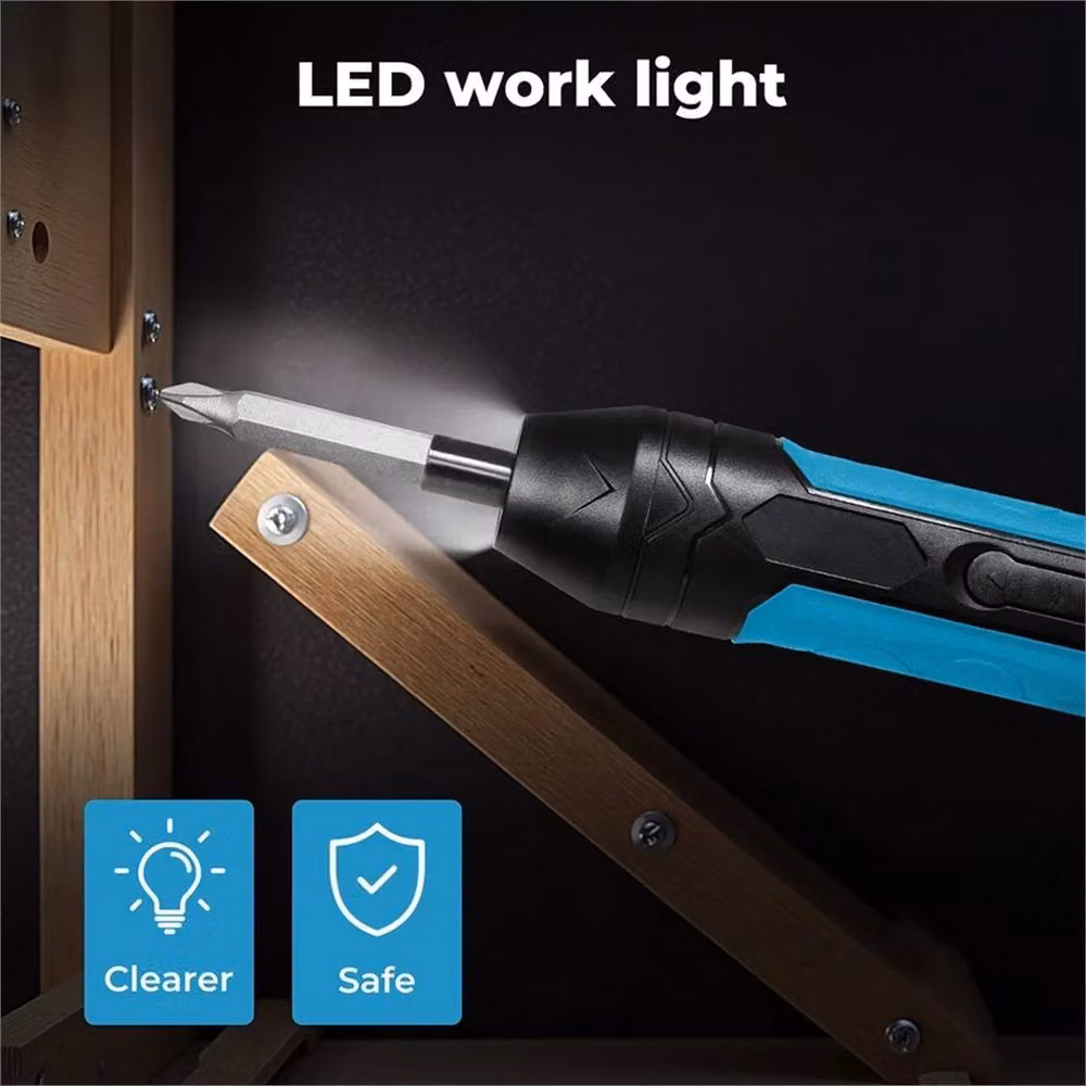 Nordara 4V Cordless Electric Screwdriver Set with Fast-Charging Rechargeable Battery, Black, Width: 520 cm – 5
