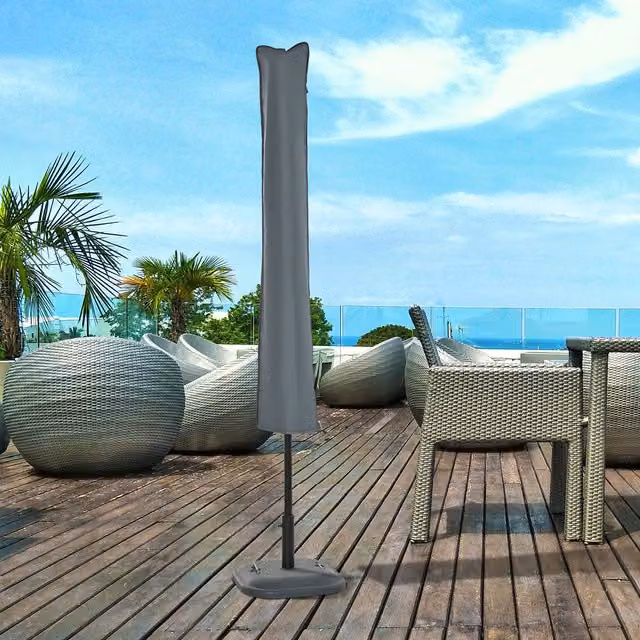 Outsunny Grey Polyester Parasol Cover for Cantilever Umbrellas – 6