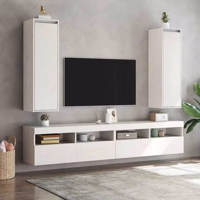Berkfield Home Set of 2 White Solid Pinewood Wall Mounted Cabinets, W/D/H: 30 x 30 x 100 cm – 1