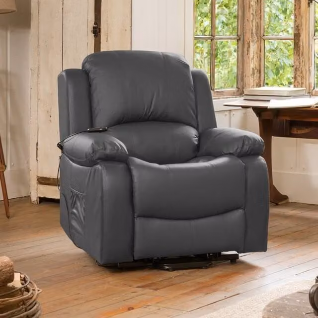 Artemis Home Glendale Electric Riser Recliner with Massage and Heat in Grey – 1