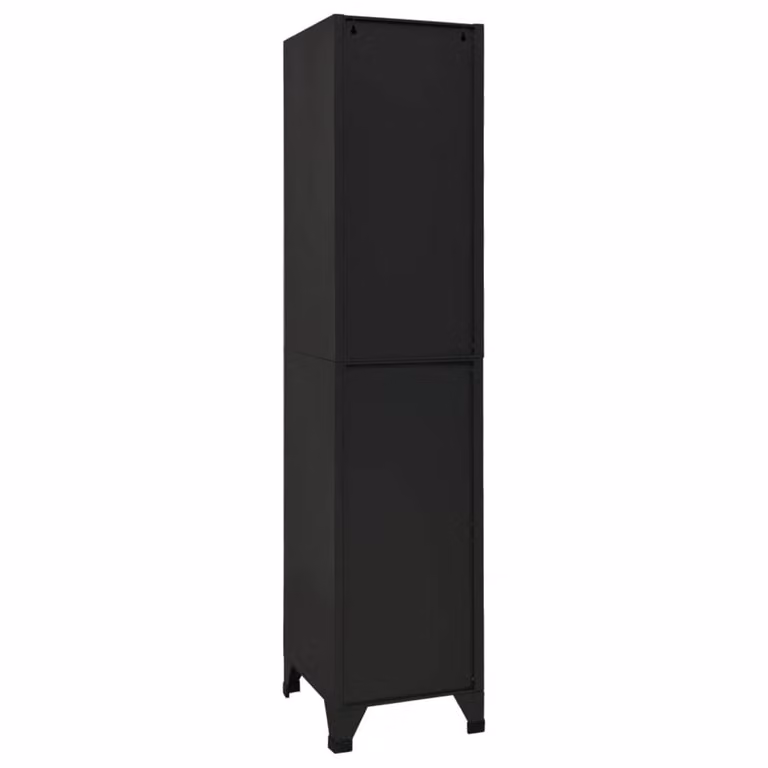 Berkfield Home Black Steel Locker Cabinet with Hanging Rod and Lock, W/D/H: 38 x 45 x 180 cm