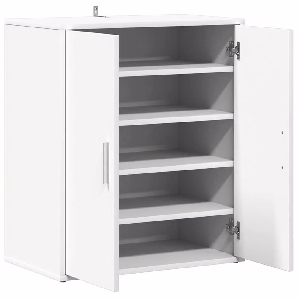 Berkfield Home Modern White Wall Mounted Shoe Cabinet W: 60 cm, D: 35 cm, H: 70 cm – 2
