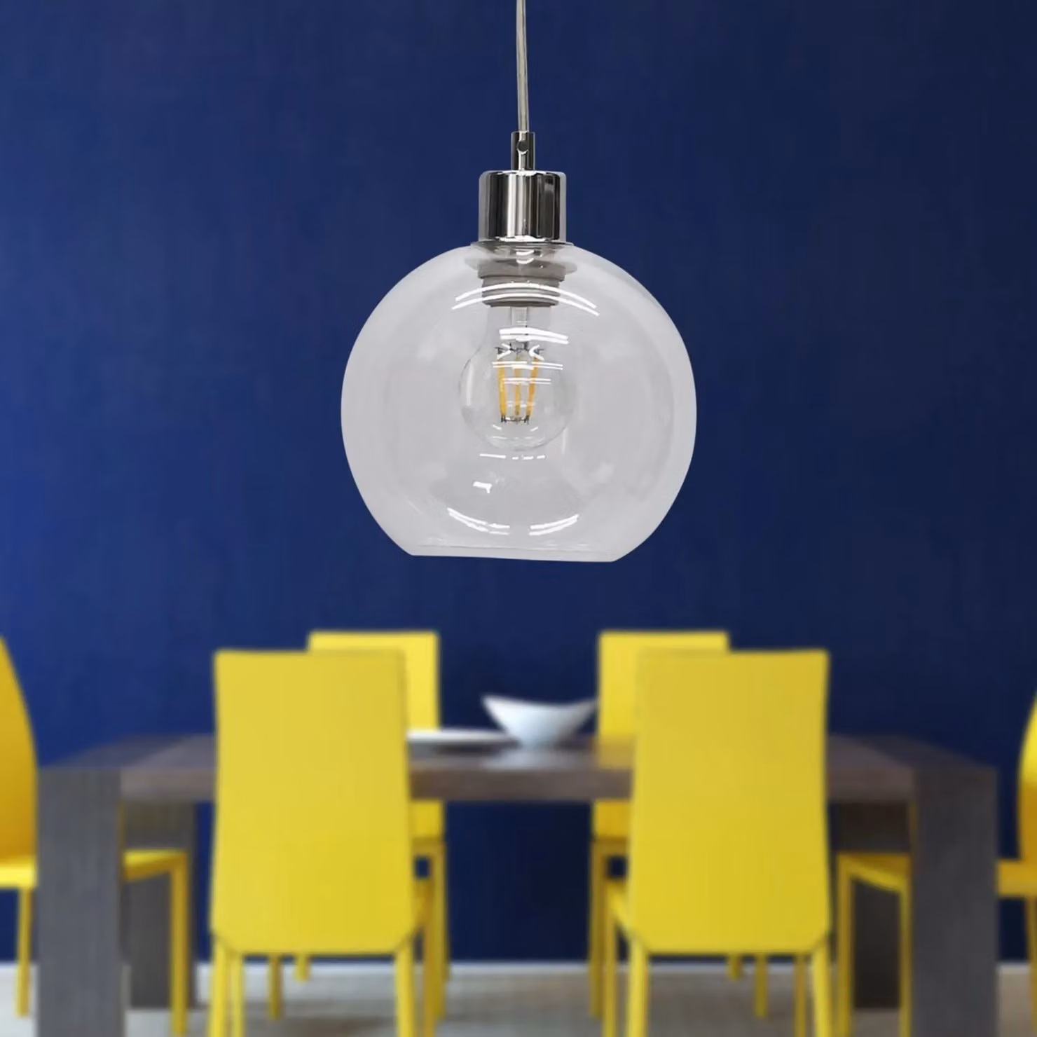 First Choice Lighting Barnum Chrome Pendant Light with Transparent Glass Sphere – 2