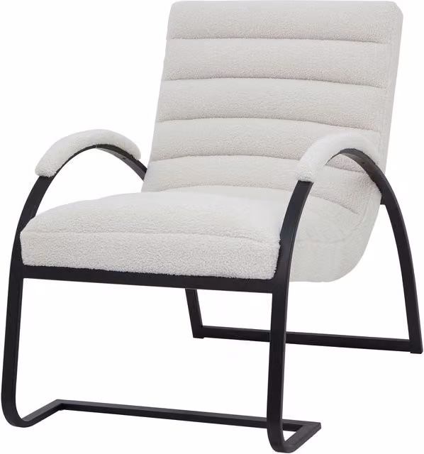 KDMK Boucle Ribbed Ark Rocking Chair with Armrests and Metal Frame in Black
