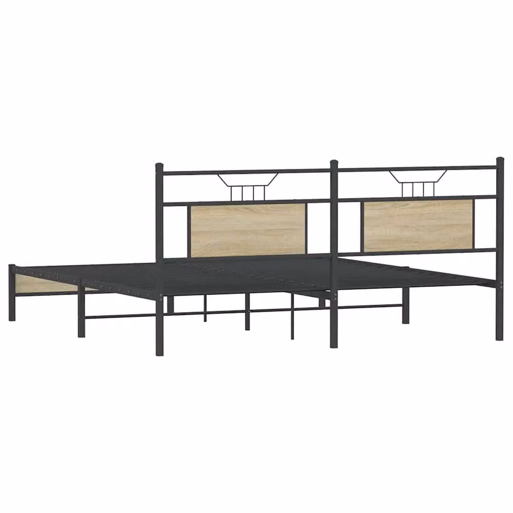 Berkfield Home Sonoma Oak Bed Frame in Brown, Engineered Wood, W/D/H: 183 x 203 x 91.5 cm – 3