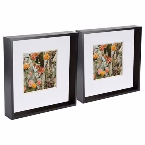 Nicola Spring 2 Piece Black 3D Shadow Box Photo Frame Set with White Mounts