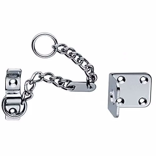 Loops Heavy Duty Door Security Chain Restrictor in Silver, Length: 19.55 cm