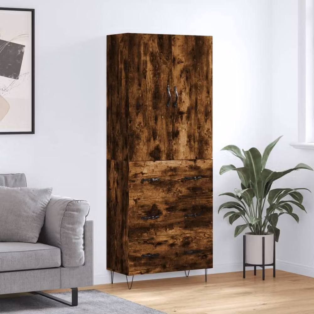 Berkfield Home Smoked Oak Highboard in Brown, W/D/H: 69.5 x 34 x 180 cm – 2