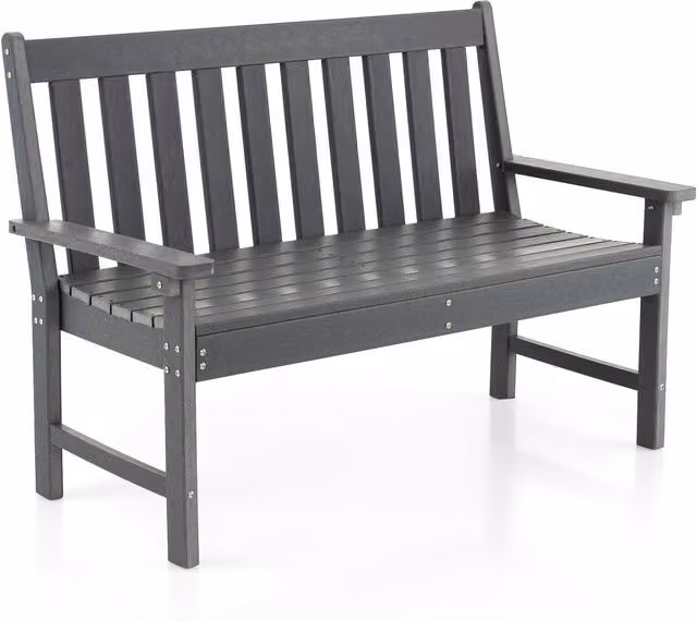 Costway 2-Person Grey Plastic Garden Bench Patio Lounger