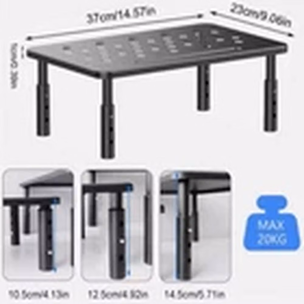 EONLION Height Adjustable Ergonomic Metal Monitor Stand Riser in Black – 2