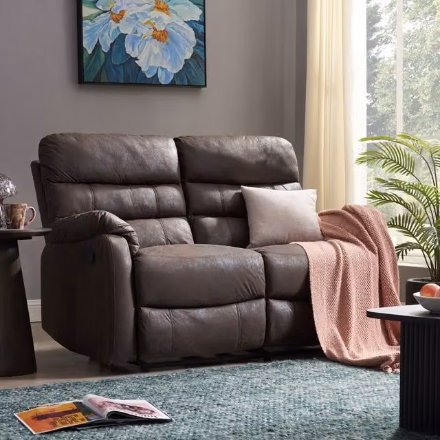 Maxie Brown Air Leather Manual Recliner Sofa Suite