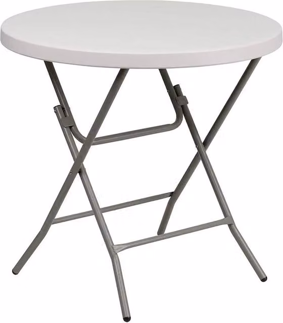 KORVIXA White Folding Round Portable Trestle Table, Diameter: 100 cm