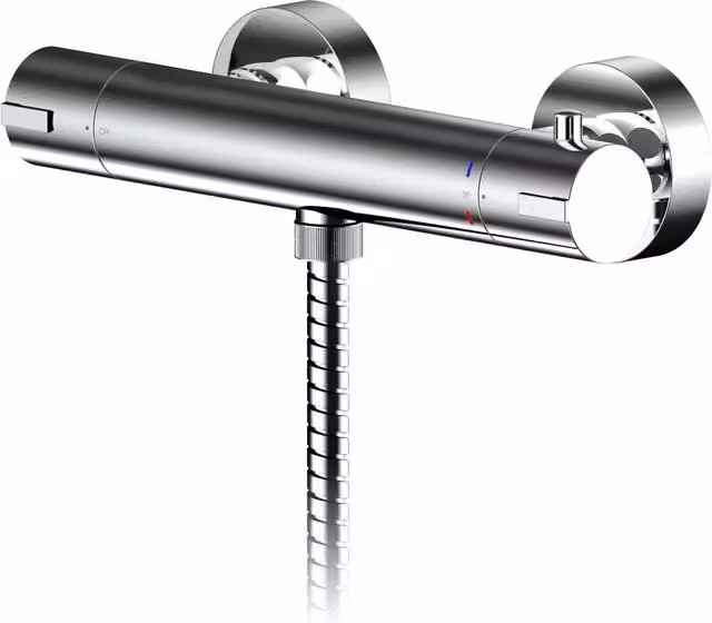 Balterley Pride Contemporary Round Thermostatic Bar Valve in Chrome Silver, W: 55 mm, H: 275 mm