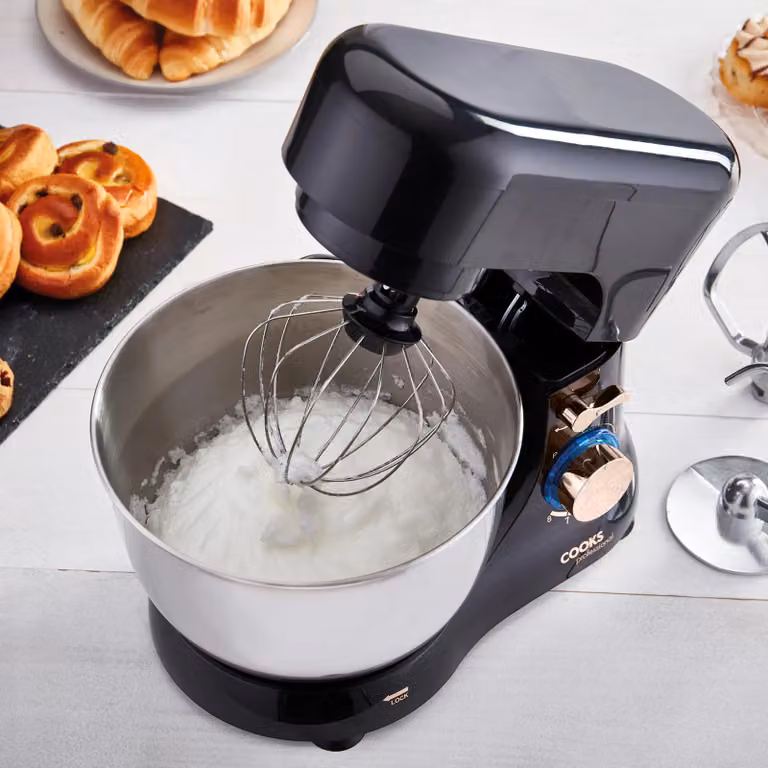 Cooks Professional Stand Mixer 1000W with 8 Speeds, Pulse Function and 4.5L Stainless Steel Mixing Bowl in Black and Gold