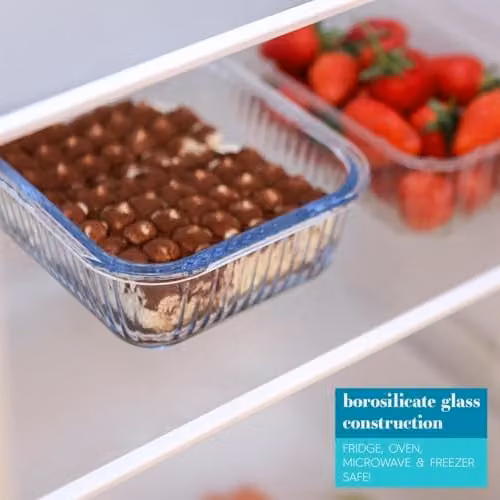 Argon Tableware Optical Rectangular Glass Cake Dishes, Transparent, W: 22 cm, D: 16.5 cm, H: 7 cm – 2