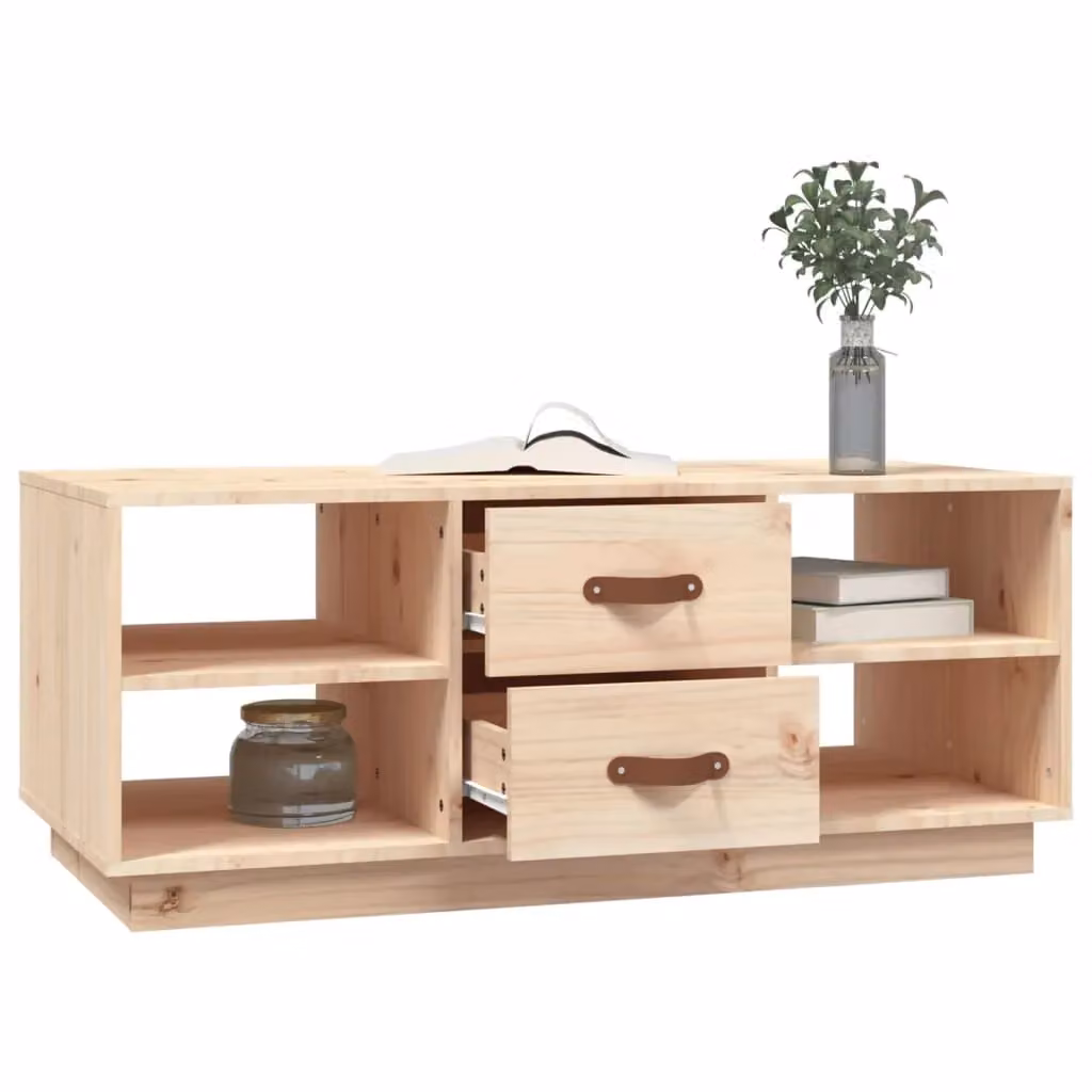 Berkfield Home Rustic Solid Wood Pine Coffee Table in Brown, W: 100 cm, D: 50 cm, H: 41 cm – 2