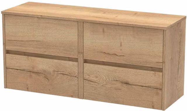 Balterley Chartley 4 Drawer Wall Hung Vanity Unit in Autumn Oak Brown, Width: 120 cm