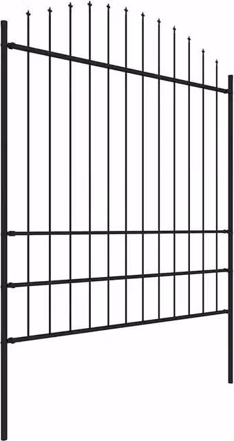 Berkfield Home Durable Steel Garden Fence with Spear Top, Black, H: 200 cm, L: 11.9 m