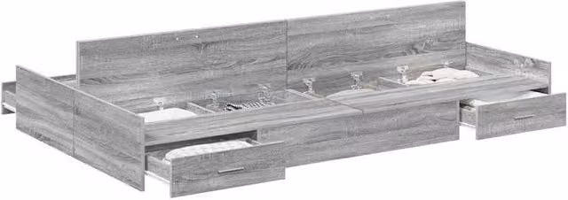 Berkfield Home Modern Storage Bed Frame with Drawers, Grey, W/D/H: 120 x 190 x 28 cm
