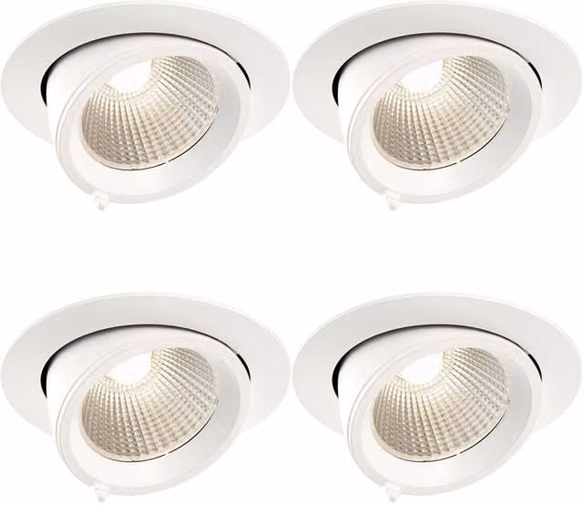 Loops 4 Pack Fully Adjustable Recessed LED Ceiling Downlights, 30W Cool White, Matt White