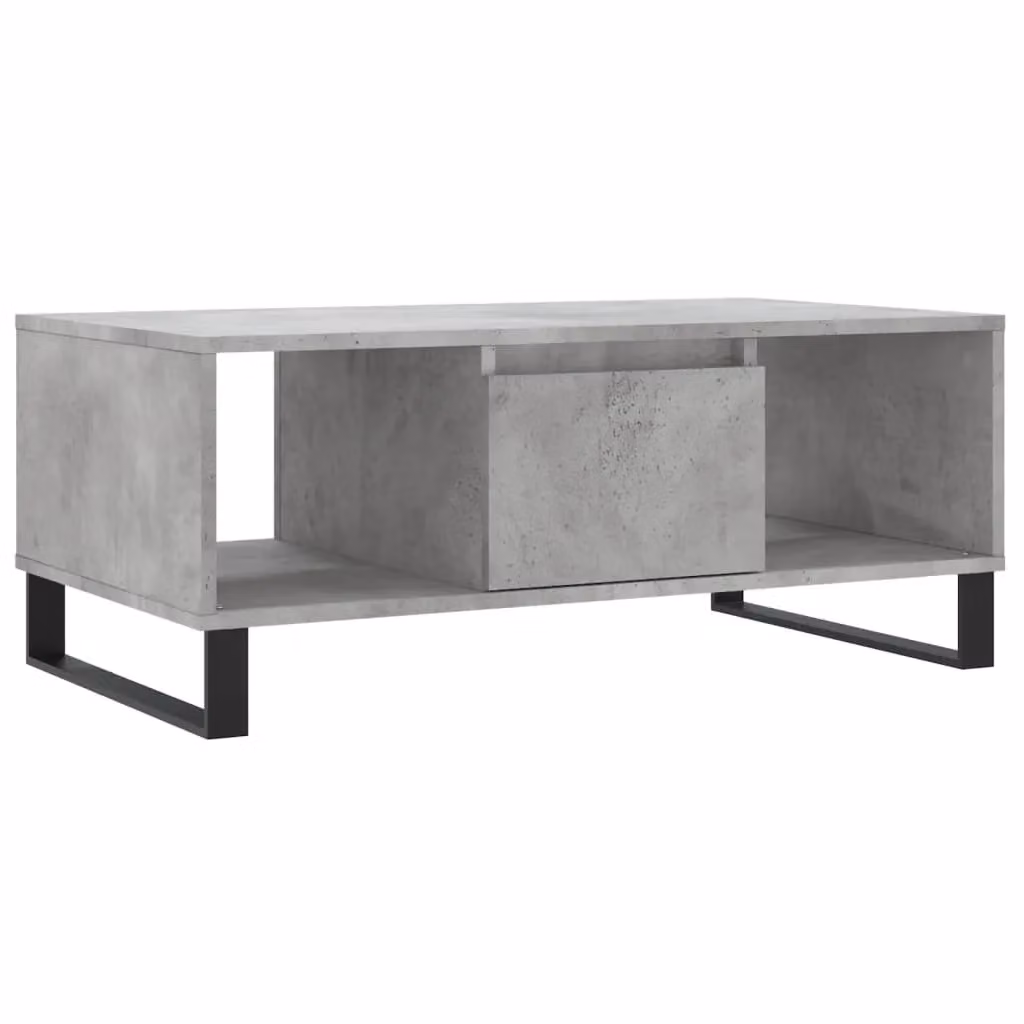 Berkfield Home Modern Rectangular Coffee Table in Grey Composite and Metal, W: 90 cm, D: 50 cm, H: 36.5 cm – 2
