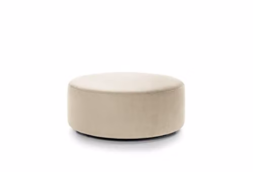 Abakus Direct Solero Velvet Swivel Footstool, Beige, Diameter: 100 cm