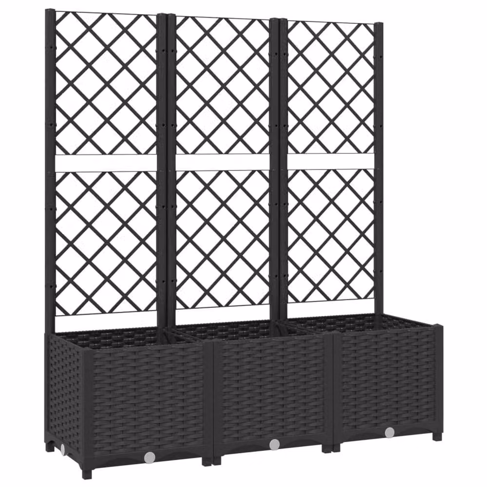 Berkfield Home Beautiful Garden Planter with Trellis, Black, W/D/H: 120 x 40 x 136 cm – 3