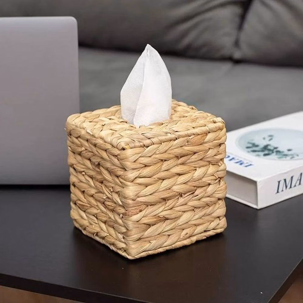 Kelvenix Bohemian Style Square Rattan Weaving Tissue Box in Brown – 2