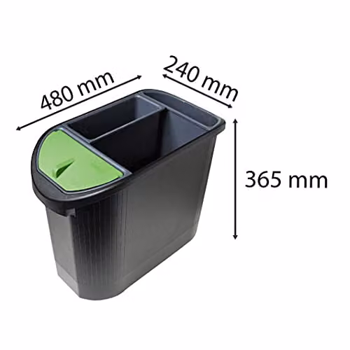 Exacompta TOPLINE 3 Waste Bin with 3 Plastic Inserts in Black and Anthracite Grey – 3