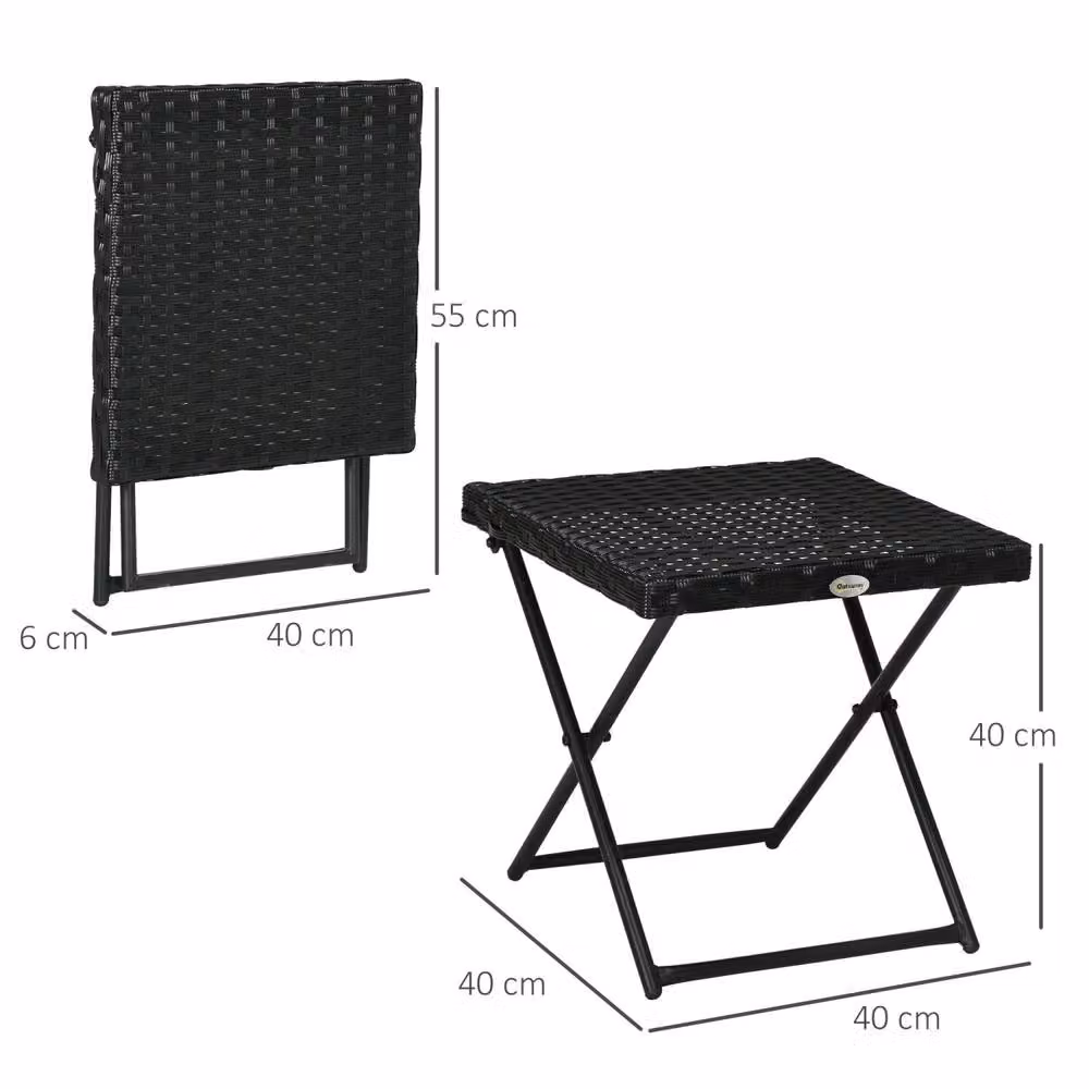 Wyld Haus Kenila Black Rattan Style Square Folding Garden Side Table W/D/H: 40 x 40 x 40 cm – 4