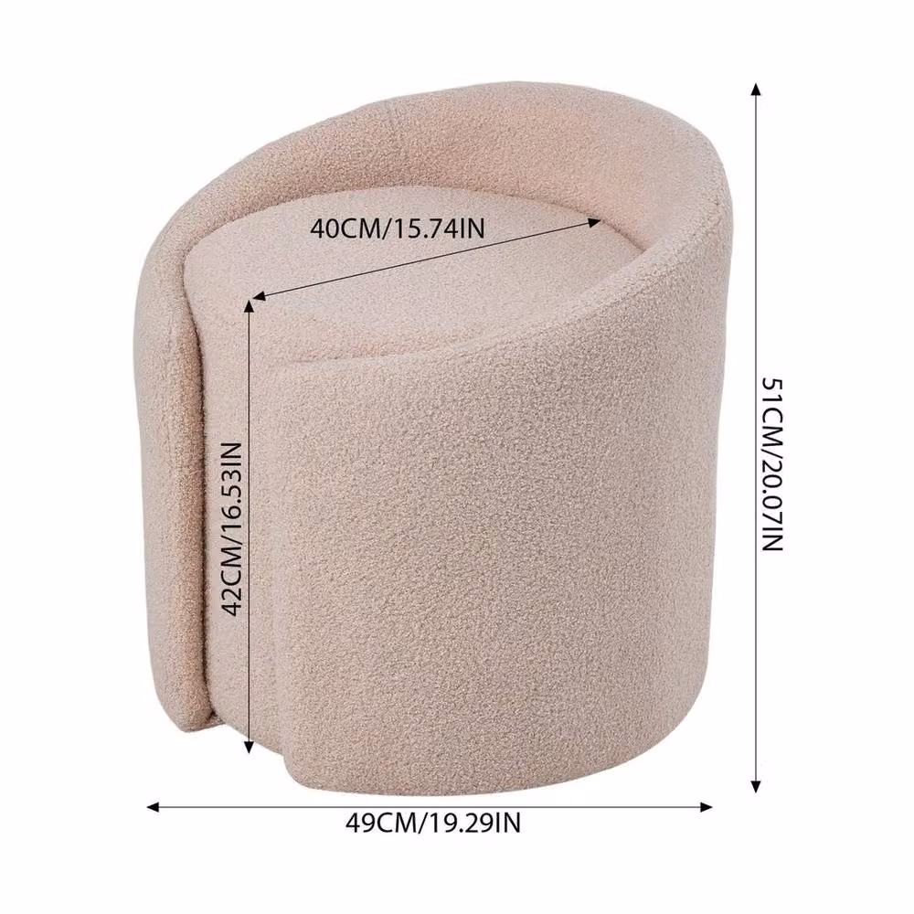 PAWNORA Modern Upholstered Dressing Table Chair in Beige Oatmeal – 2