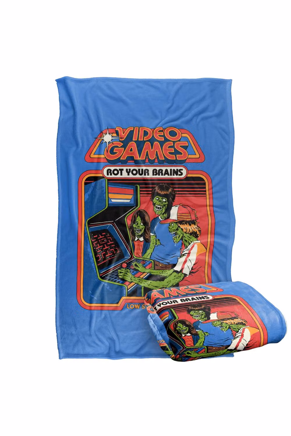 Steven Rhodes Video Games Rot Your Brains Multicolour Fleece Throw Blanket W/D/H: 152 x 127 cm – 2