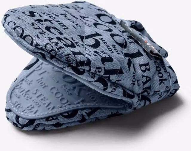 Zeal Silicone Mini Oven Mitt and Pot Holder with Hot Print Design in Blue