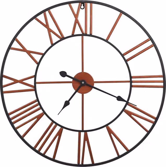 Berkfield Home Round Metal Analog Quartz Wall Clock in Red, Diameter: 58 cm