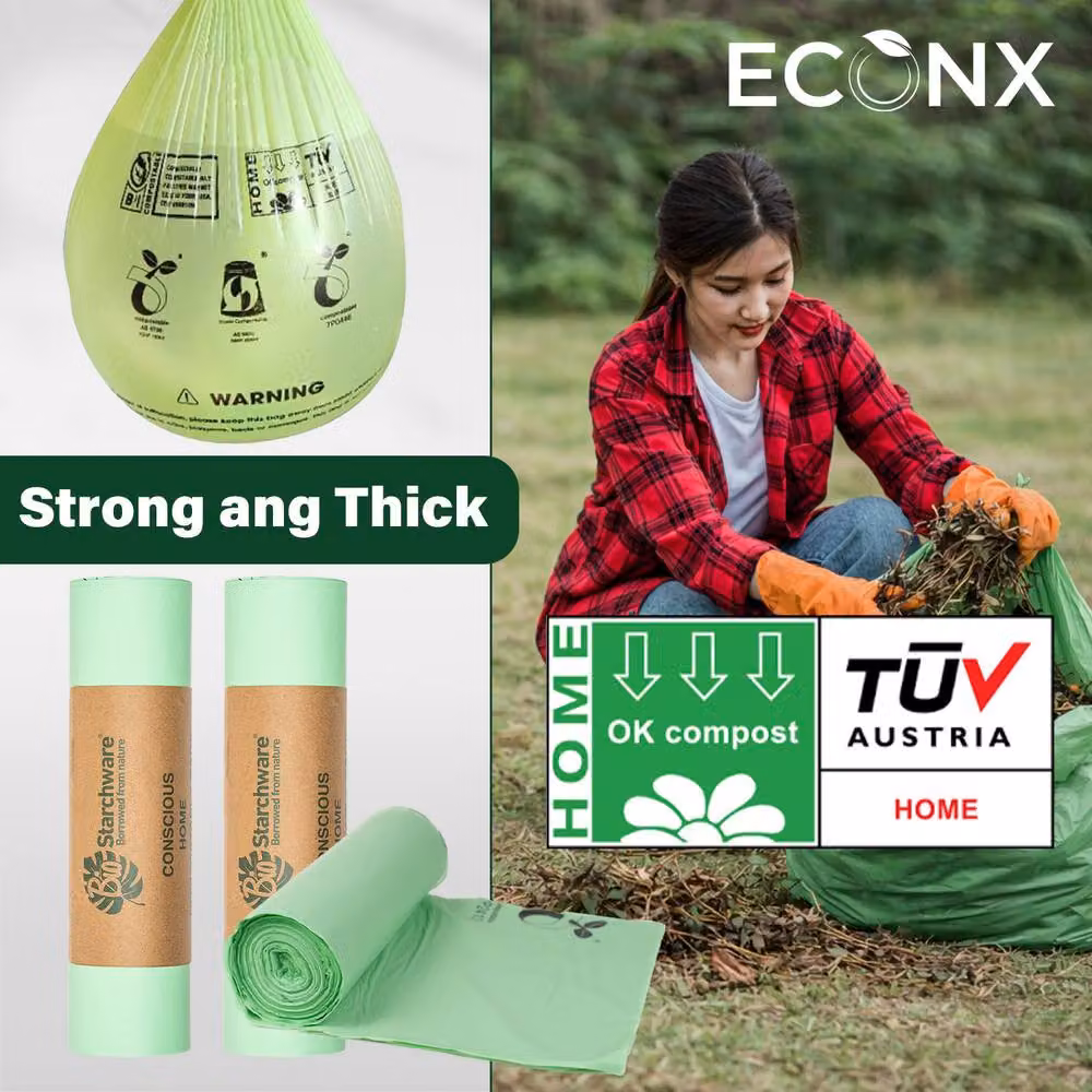 ECONX 220 Litre Biodegradable and Compostable Bin Liners, Green, 50 Pack – 8