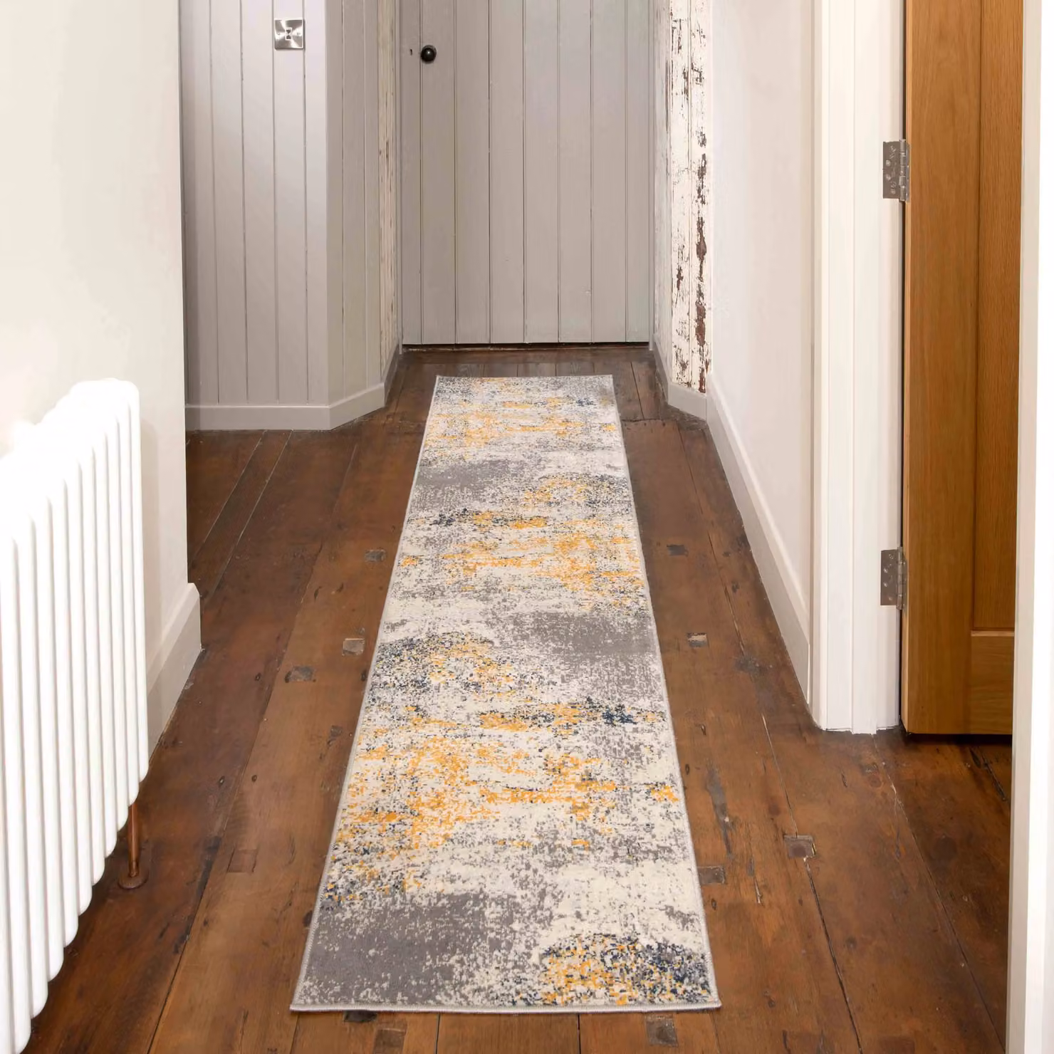 Loomed Yellow Abstract Modern Machine Woven Area Rug Runner for Living Room or Bedroom, W/D/H: 80 x 150 cm – 5