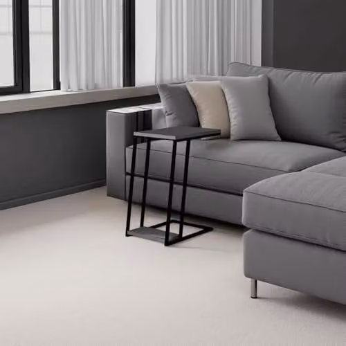 FWStyle 2 Tier Modern Grey C-Shaped Sofa Side Table with Melamine Top and Metal Frame, W/D/H: 40.9 x 45.0 x 50.0 cm – 1