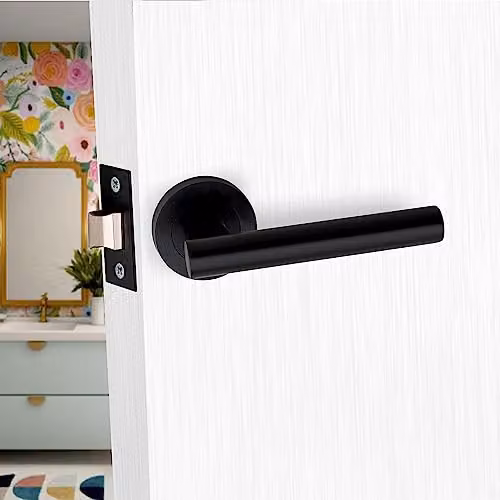 Golden Grace Straight T-Bar Door Handles and Latch in Matt Black – 4