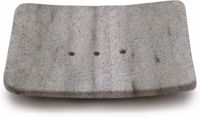 KDMD Square Ziolit Stone Soap Dish with Drainage in Grey – 2