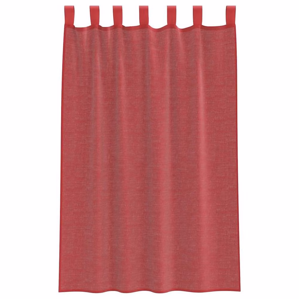 Berkfield Home Red Transparent Voile Fabric Panel Curtains with Rod Pockets, 2 Pack – 3