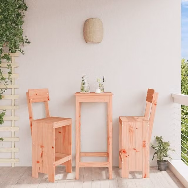 Berkfield Home Set of 2 Rustic Brown Solid Wood Bar Stools, W/D/H: 40 x 48.5 x 115.5 cm